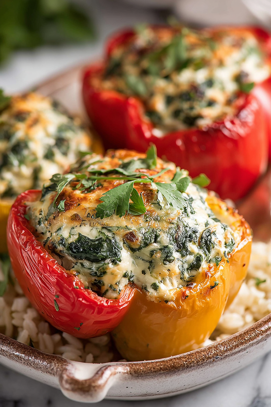 Easy Spinach Ricotta Stuffed Peppers
