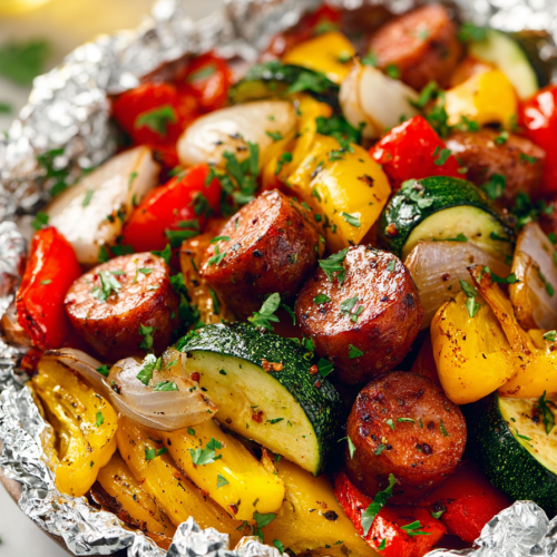 Easy Tin Foil Sausage and Veggies Dinner