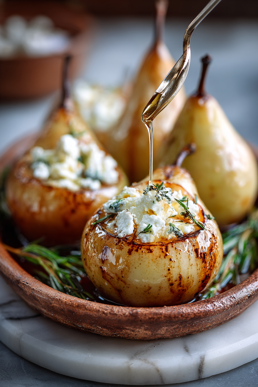 Baked Pears with Goat Cheese and Honey