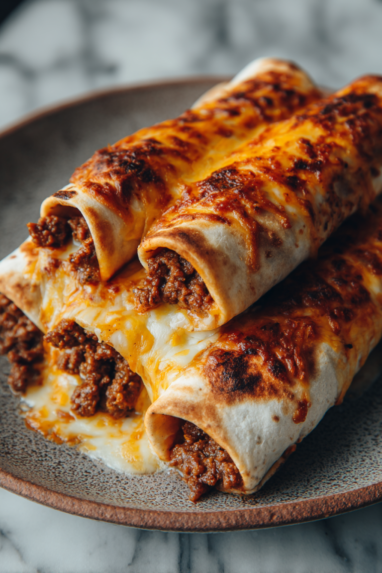 Beef Chimichangas with Melted Cheese