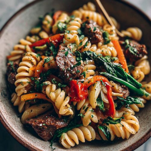 Cajun Beef Pasta with Veggies