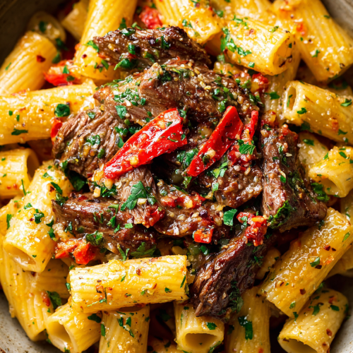 Cajun Garlic Beef Rigatoni