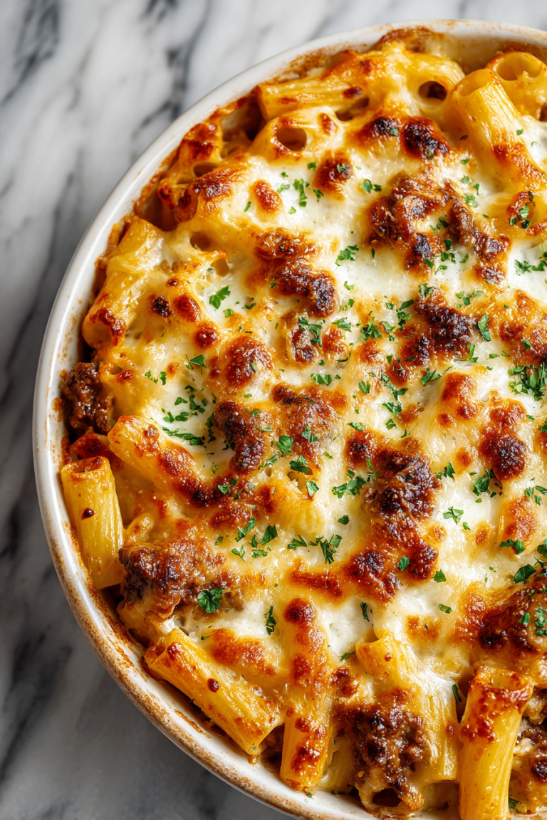 Cajun Steak Cheesy Rigatoni Bake
