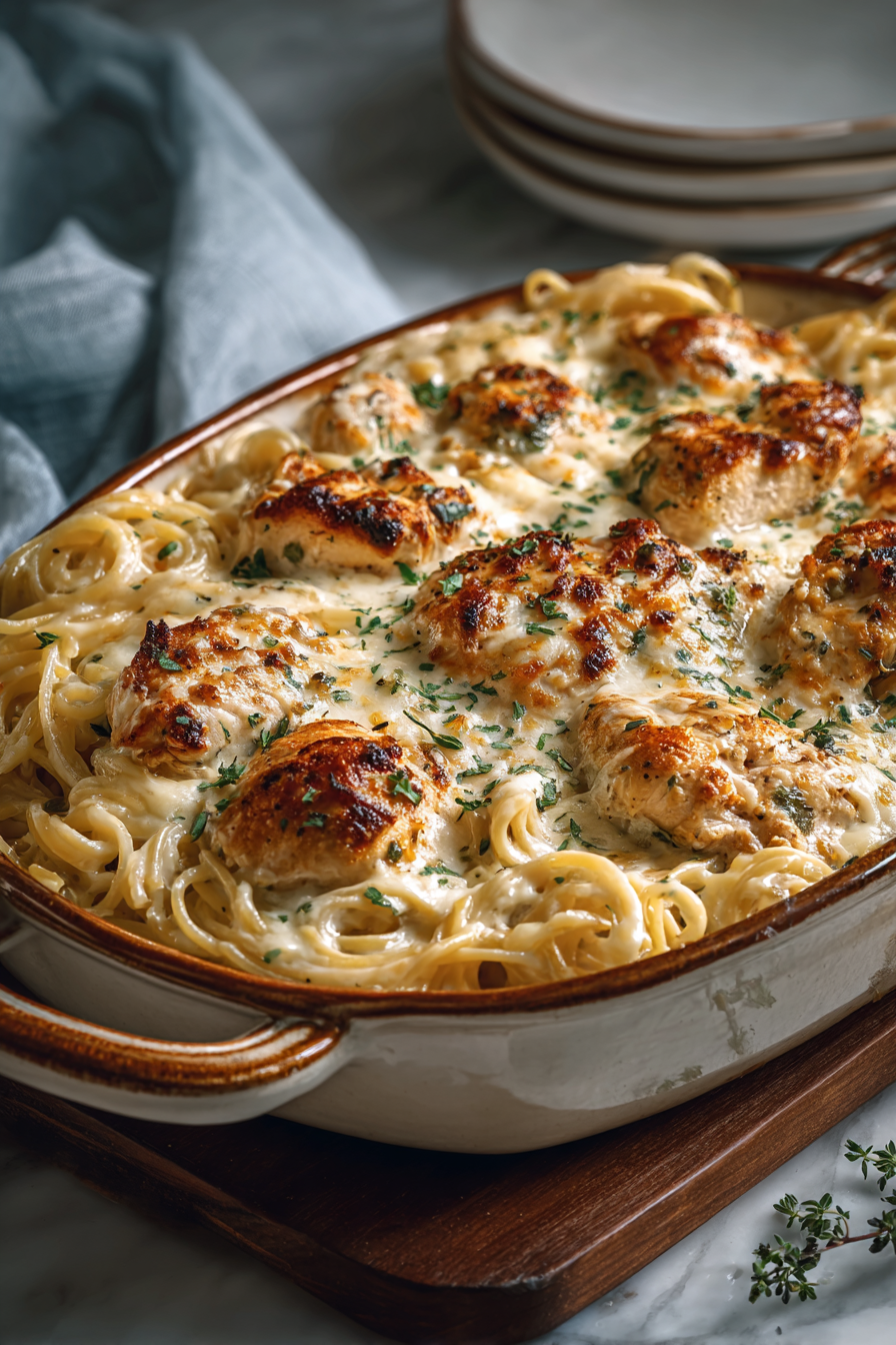 Cheesy Chicken Alfredo Spaghetti