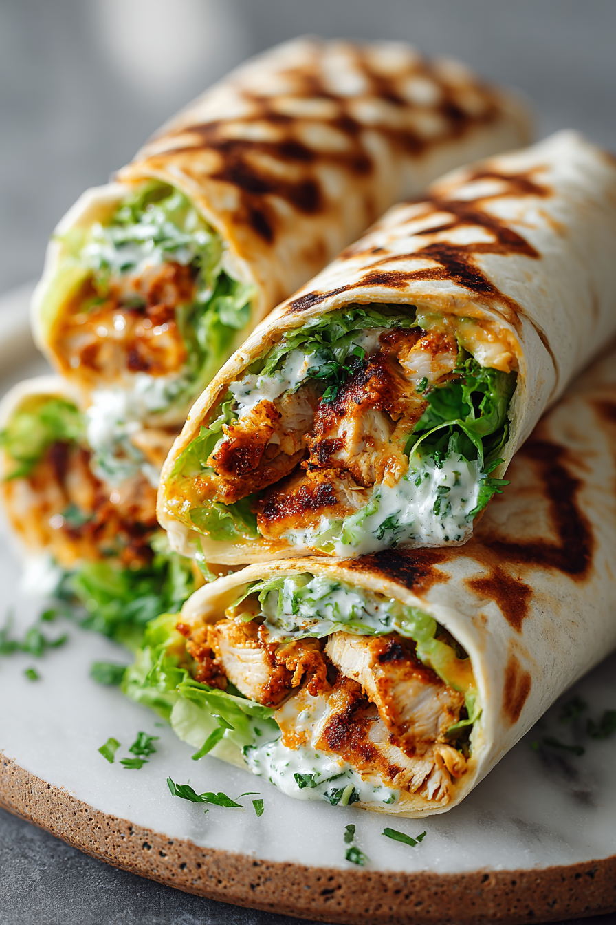 Cheesy Garlic Chicken Chicken Wraps