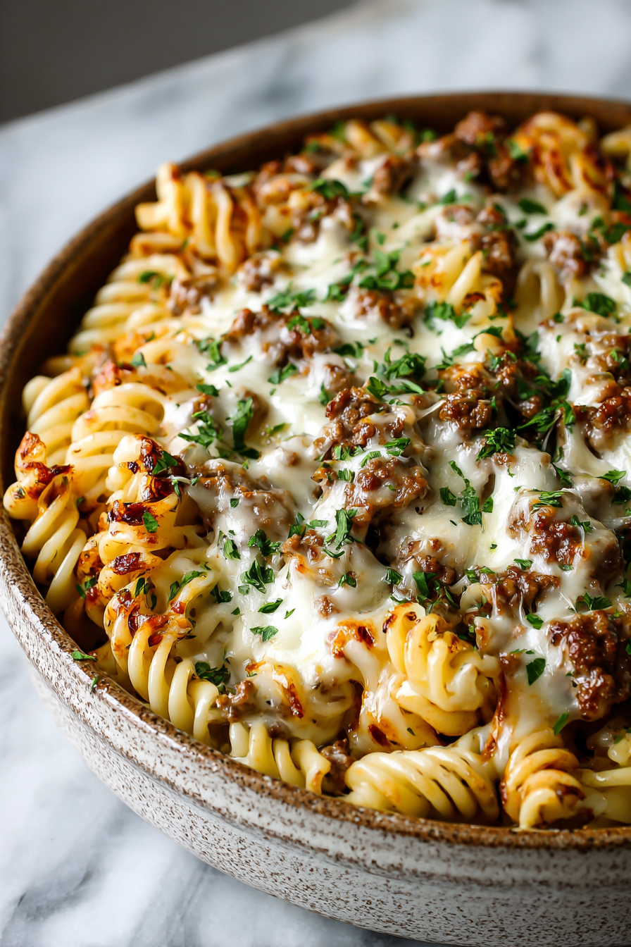 Cheesy Garlic Dinner with Ground Beef