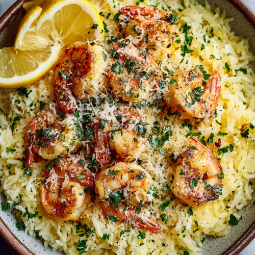 Chicken Scampi with Garlic Parmesan Rice