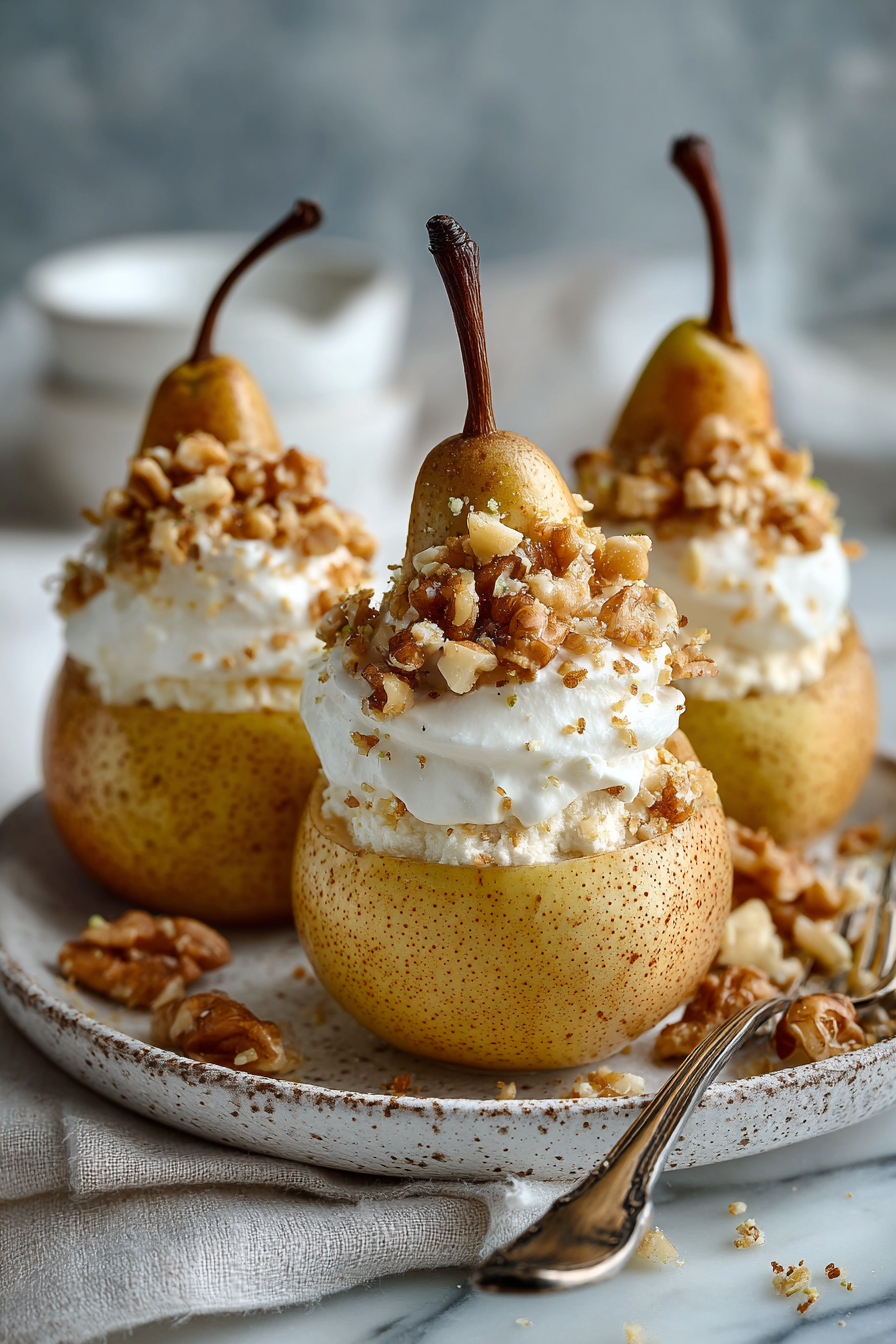 Creamy Baked Pears with Walnuts