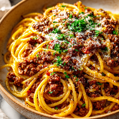 Creamy Cajun Beef Spaghetti