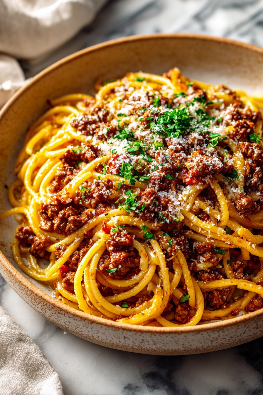Creamy Cajun Beef Spaghetti