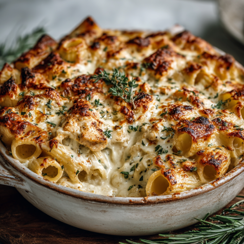 Creamy Cajun Chicken Rigatoni Bake
