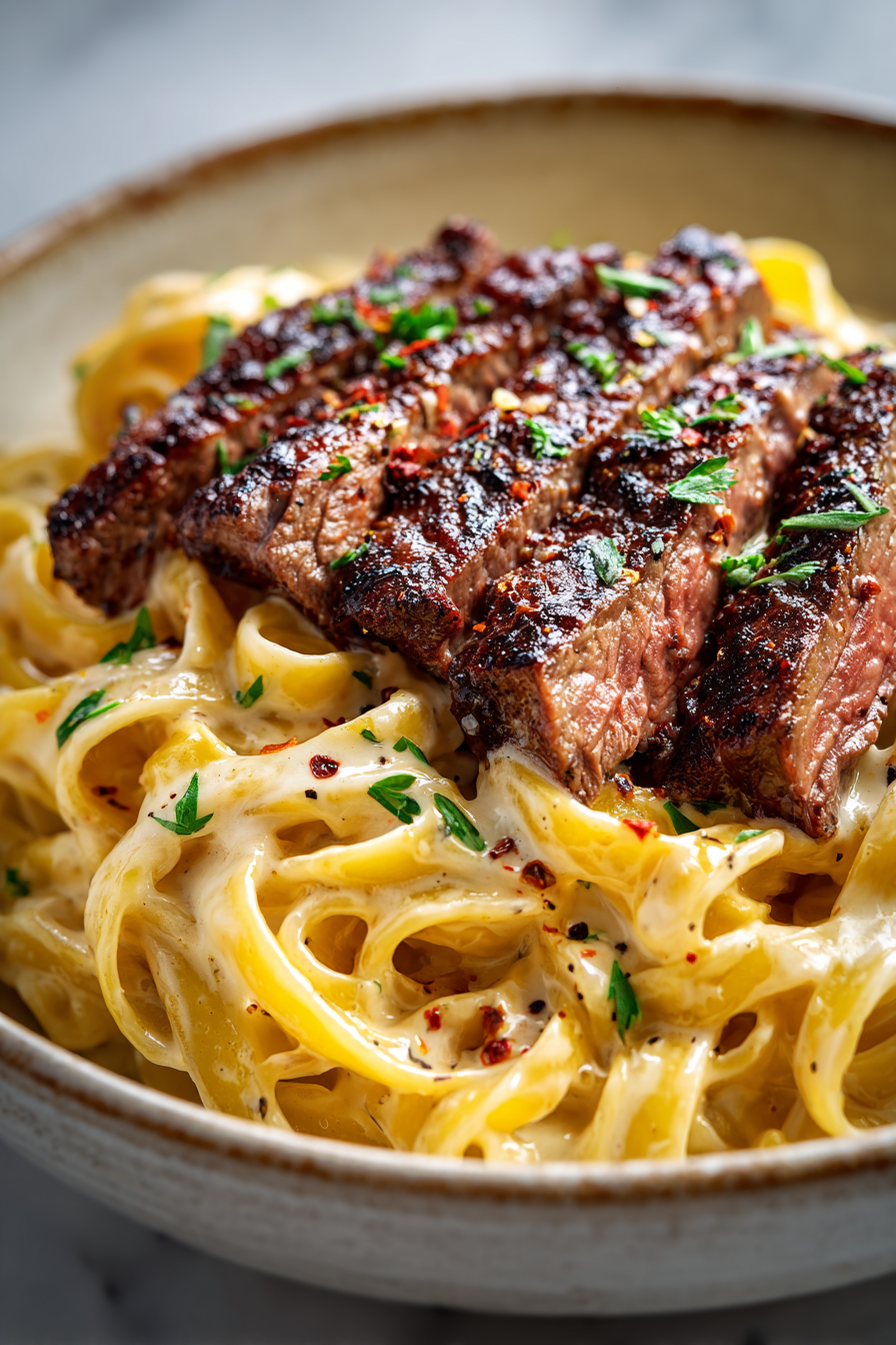 Creamy Cajun Steak Fettuccine Alfredo Recipe