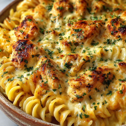 Creamy Chicken Rotini with Mozzarella Sauce