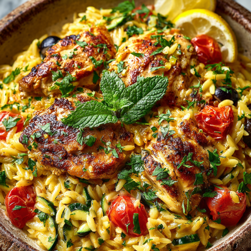 Creamy Mediterranean Chicken and Orzo