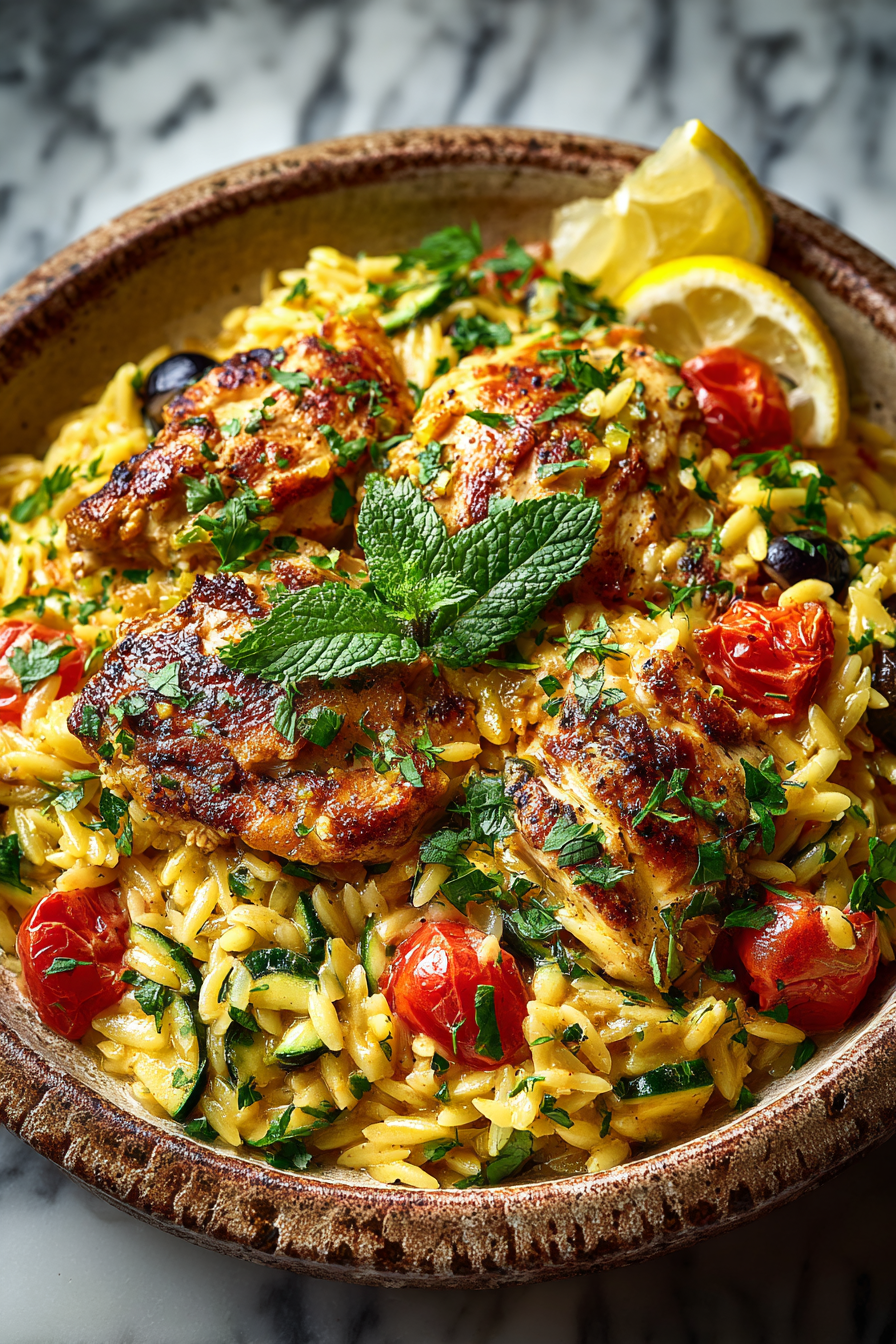 Creamy Mediterranean Chicken and Orzo