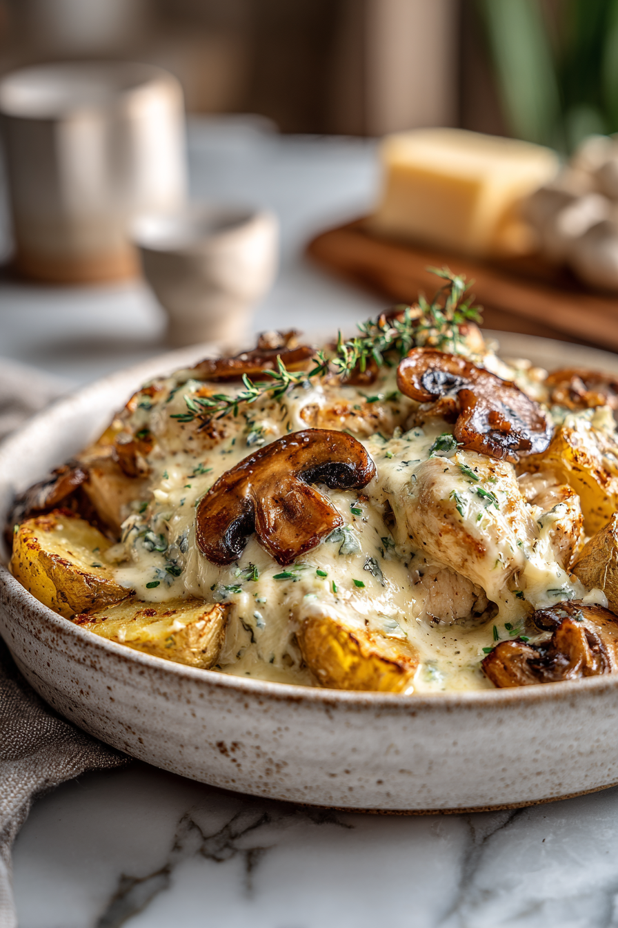 Creamy Mushroom Chicken Hot Honey Potatoes