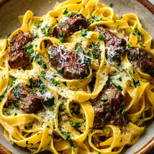Creamy Parmesan Beef Fettuccine
