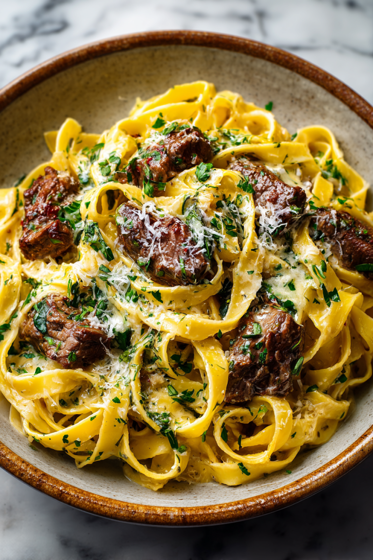 Creamy Parmesan Beef Fettuccine
