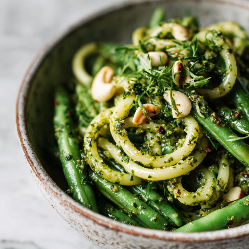 Easy Cashew Pesto Green Bean Pasta