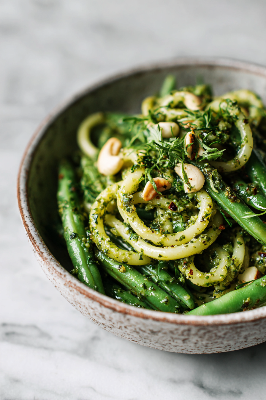 Easy Cashew Pesto Green Bean Pasta