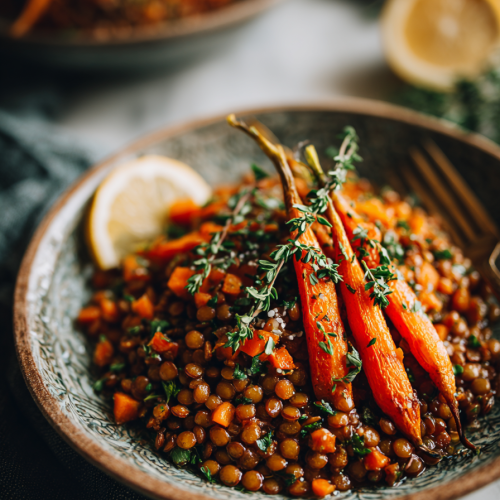 Easy Lentil Dinner with Carrots
