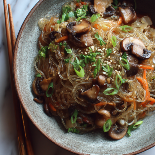 Easy One-Pot Glass Noodles with Braised Mushrooms
