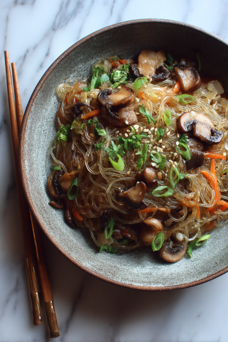 Easy One-Pot Glass Noodles with Braised Mushrooms
