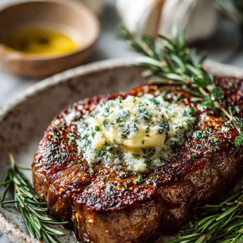 Easy Oven Steak with Garlic Butter