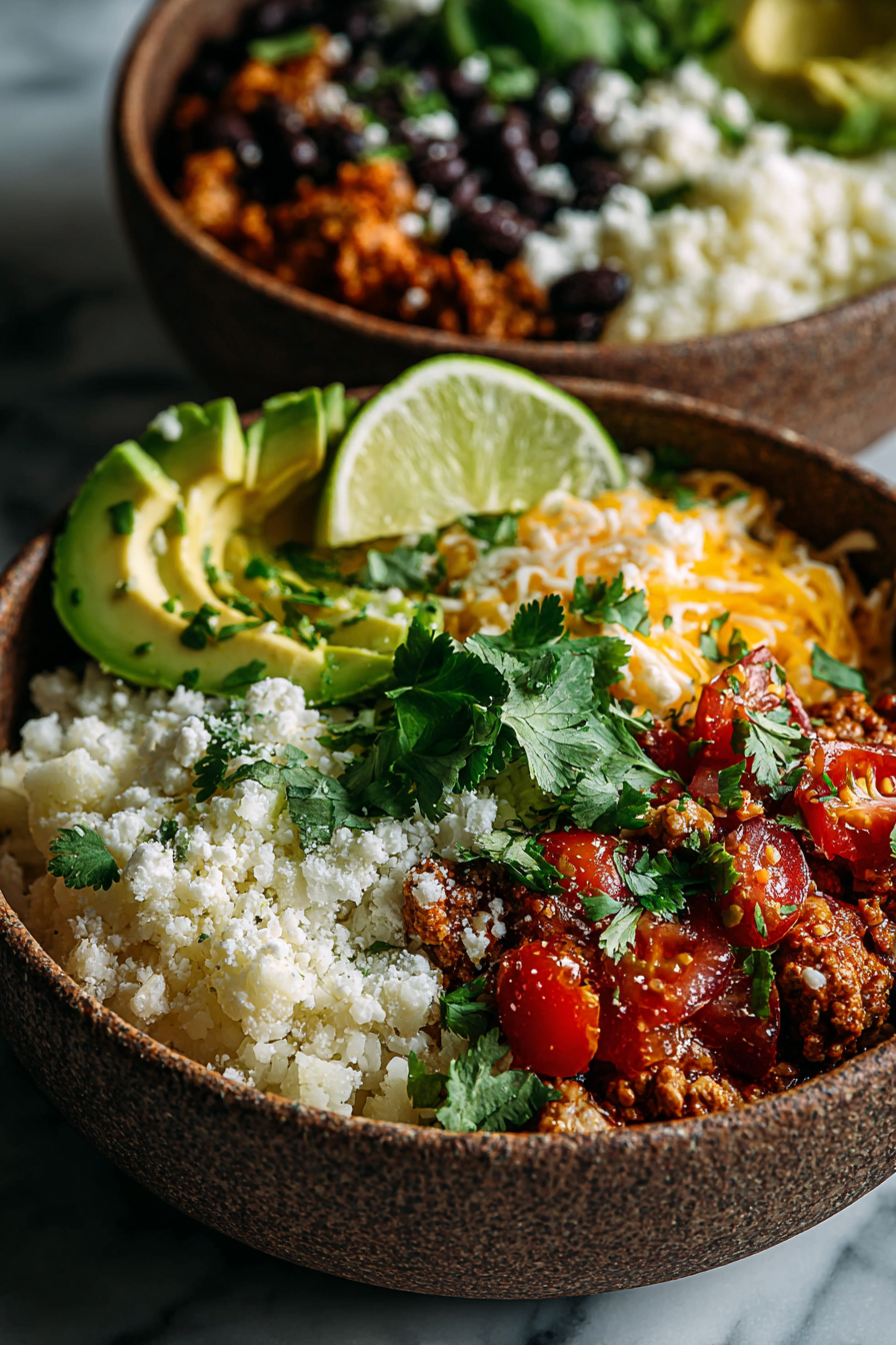 Easy Turkey Taco Bowls with Cauliflower Rice