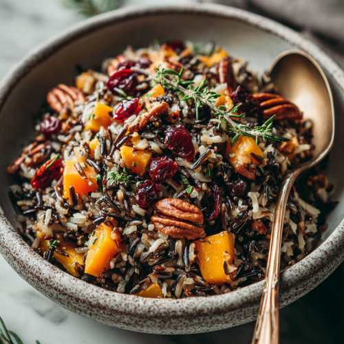 Easy Wild Rice with Butternut Squash and Cranberries
