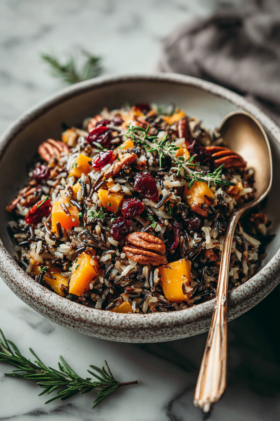 Easy Wild Rice with Butternut Squash and Cranberries