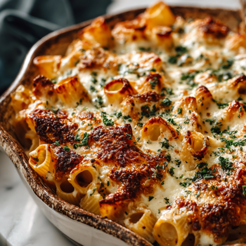 Garlic Butter Chicken Parmesan Rigatoni