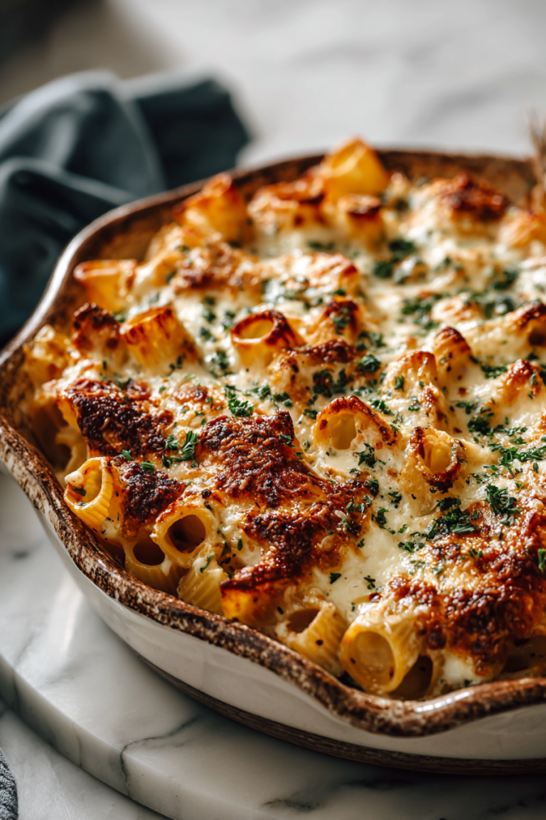 Garlic Butter Chicken Parmesan Rigatoni