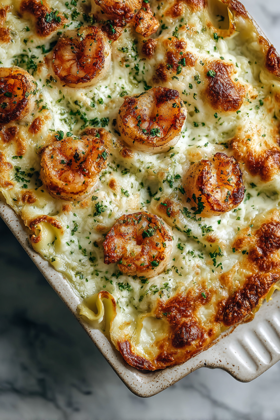 Garlic Butter Shrimp Lasagna Rolls