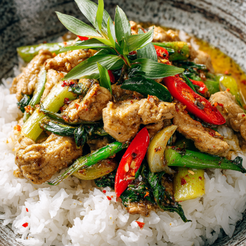 Garlic Chicken Stir Fry with Rice