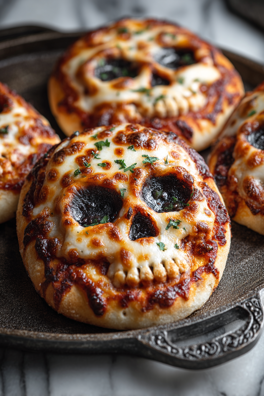 Halloween Pizza Skulls
