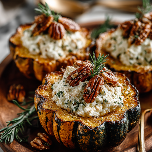 Maple Pecan Goat Cheese Acorn Squash