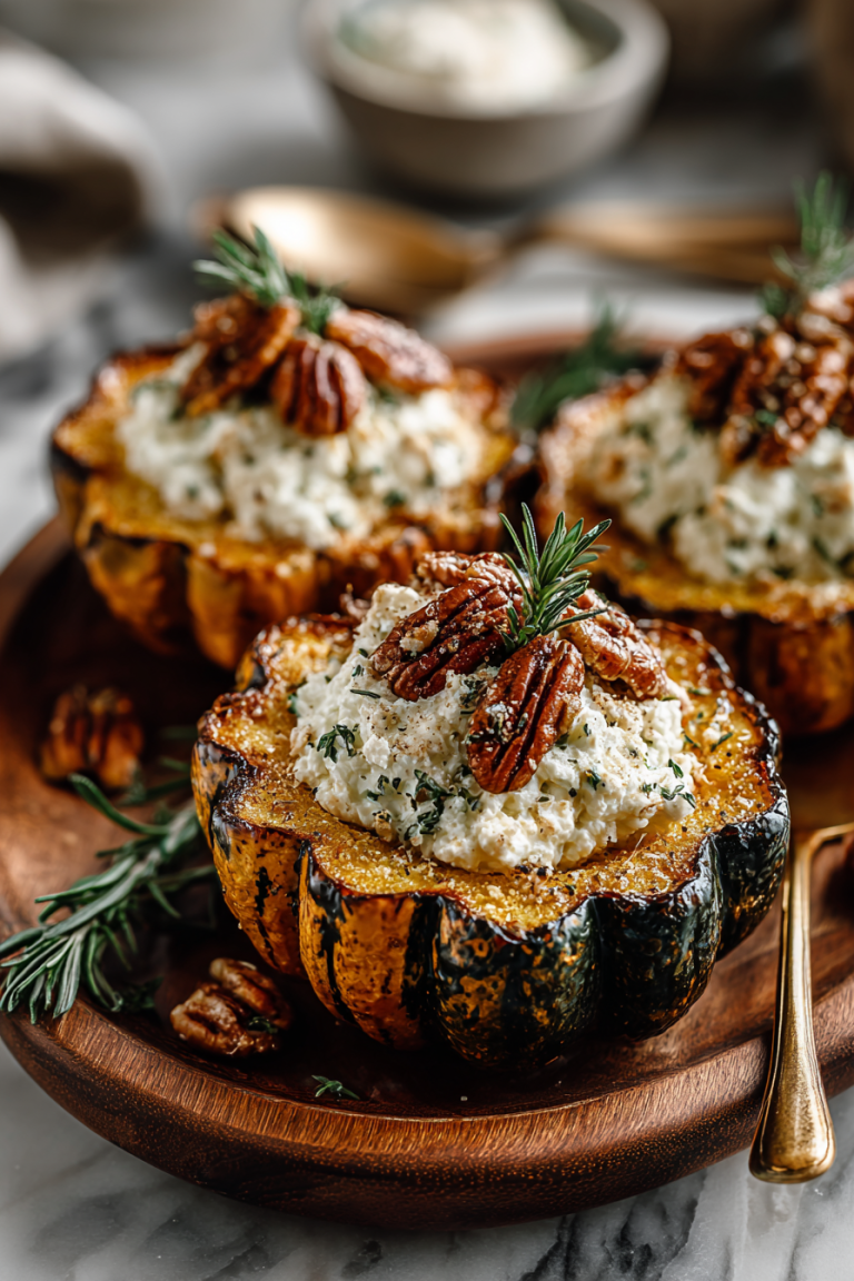 Maple Pecan Goat Cheese Acorn Squash