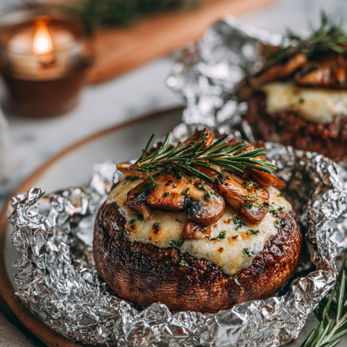 Mushroom and Swiss Burger Foil Packets