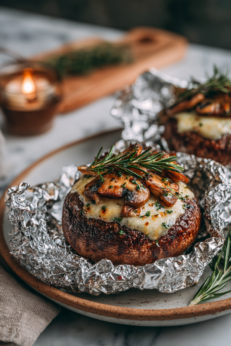 Mushroom and Swiss Burger Foil Packets