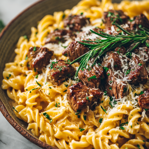 One Pan Cheesy Garlic Steak Bites