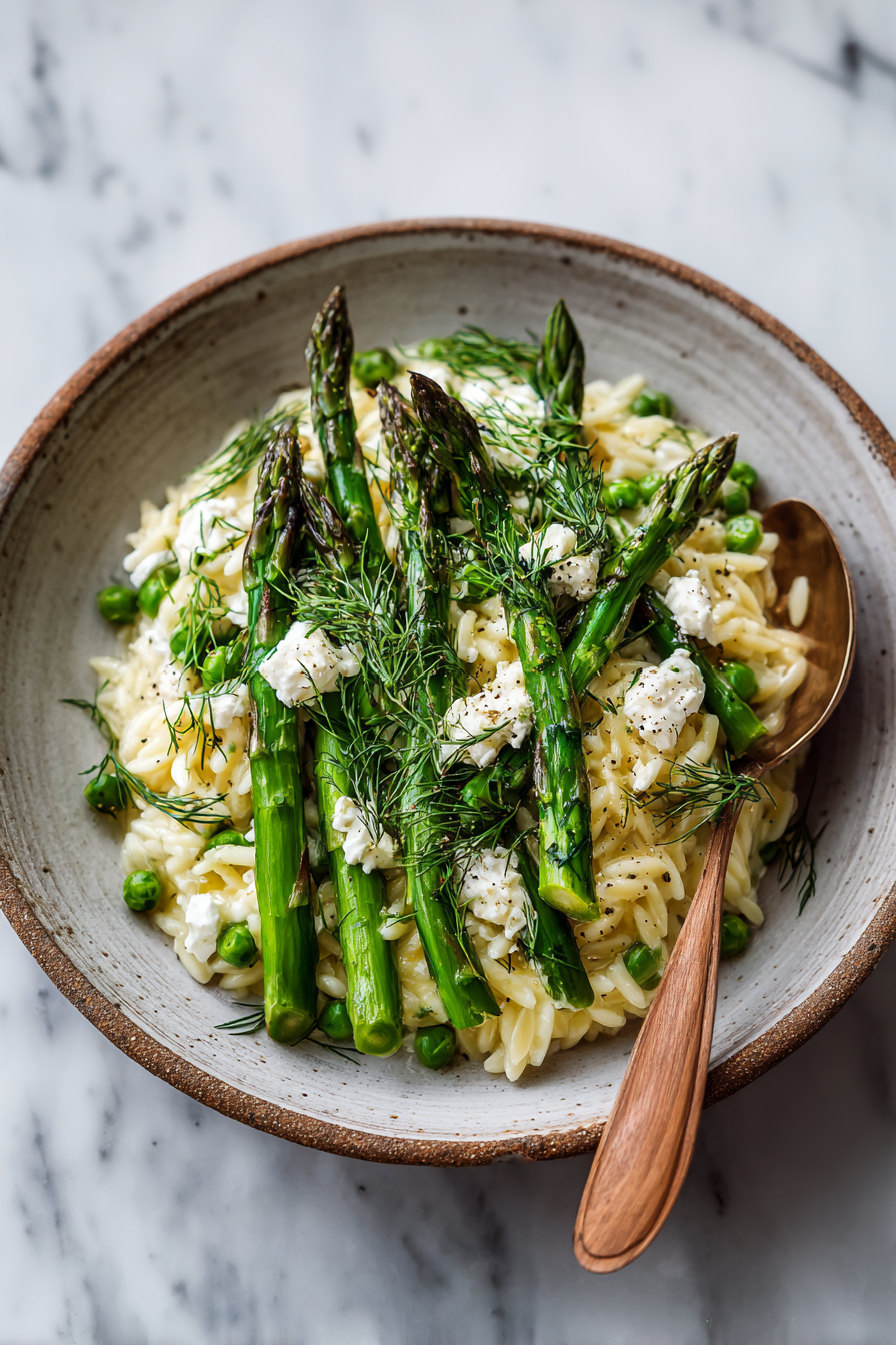 Orzo with Asparagus and Feta