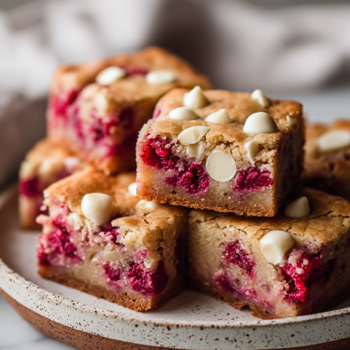 Raspberry White Chocolate Blondies