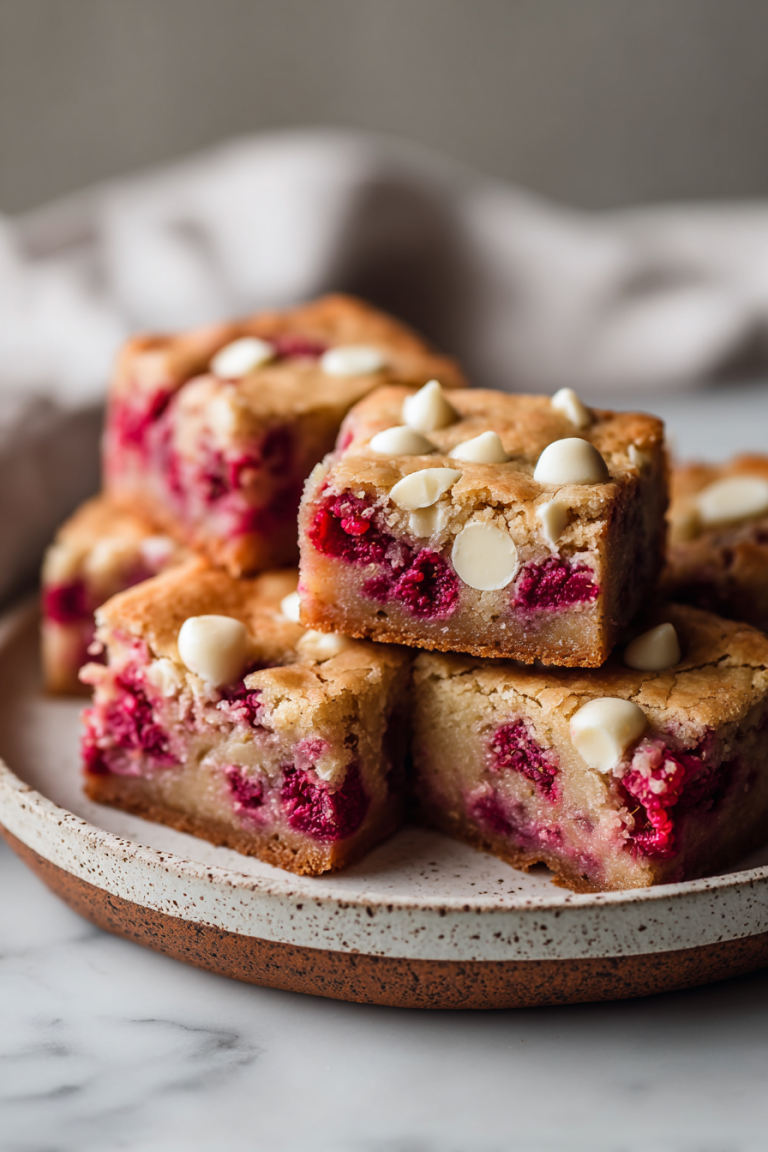 Raspberry White Chocolate Blondies