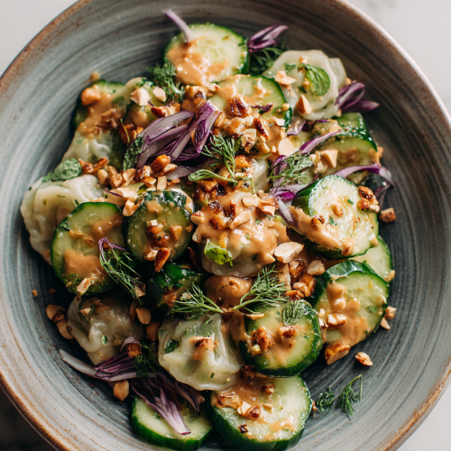 Smashed Cucumber Salad with Peanut Sauce