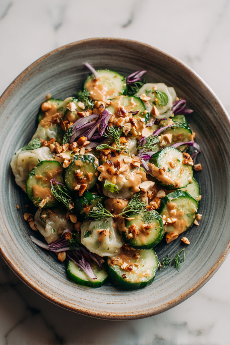 Smashed Cucumber Salad with Peanut Sauce