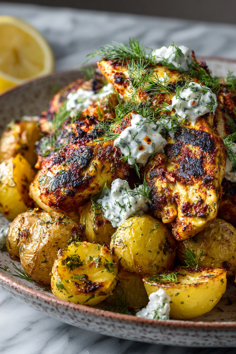 Spicy Yogurt Chicken with Dill Feta