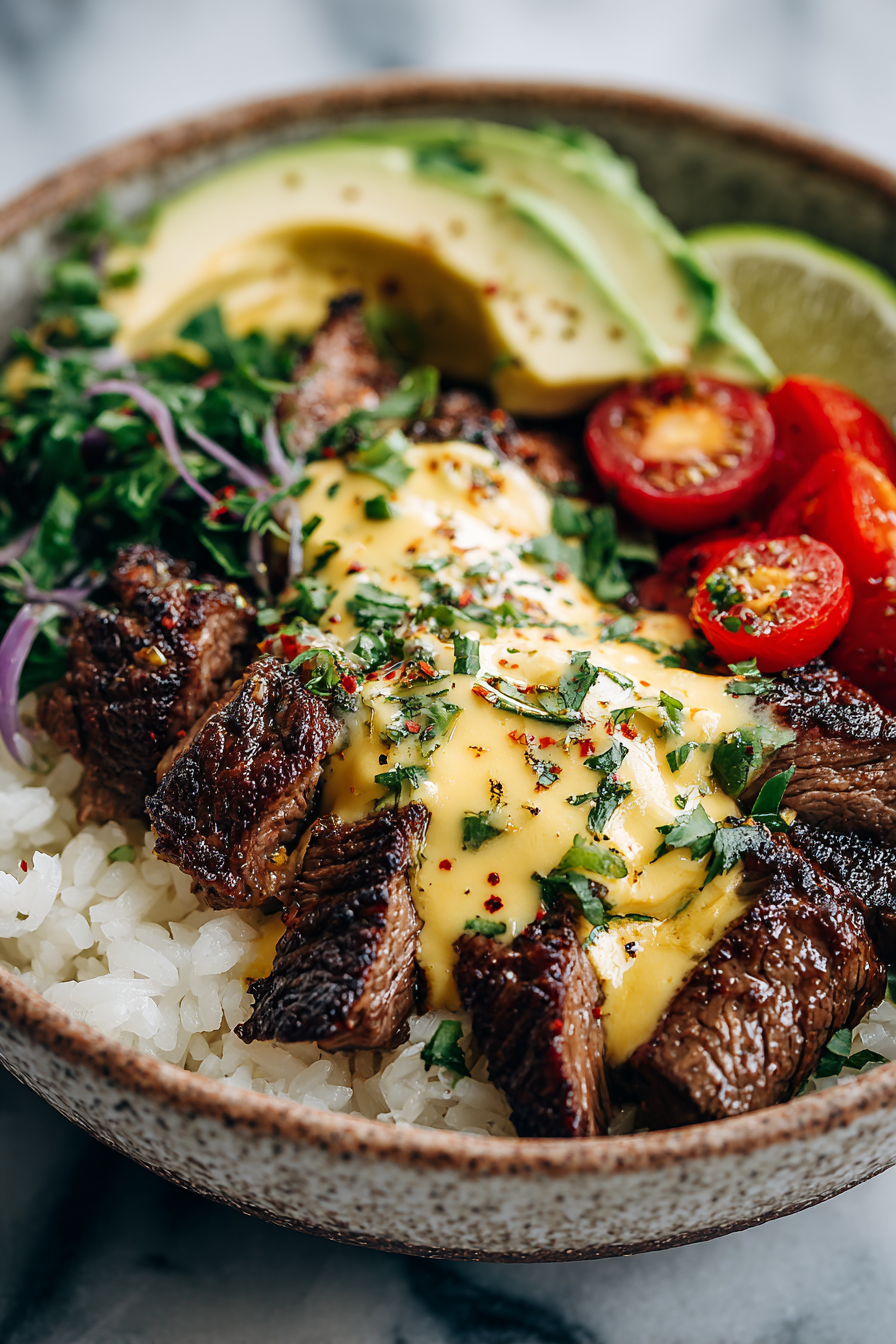 Steak and Queso Rice Bowl