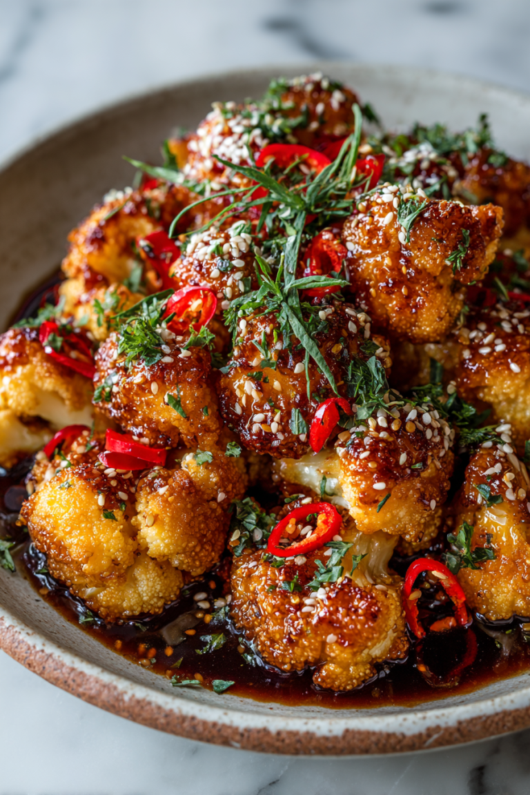 Sweet and Spicy Baked Cauliflower