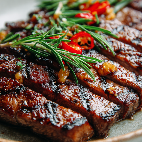 Sweet and Spicy Garlic Steak Dinner